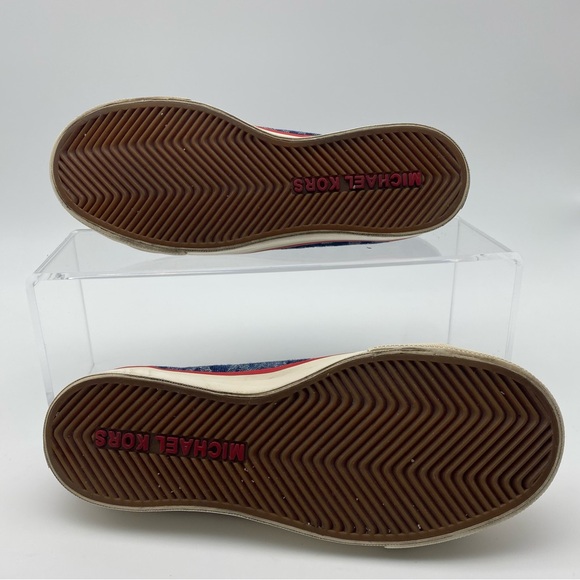 Michael Kors Women Size 7.5 Shoes Blue Fabric Low Sneakers Tennis Lace Up Casual - Picture 7 of 9